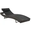 Image de vidaXL Chaise longue Résine tressée et textilène Marron