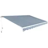 Image de vidaXL Auvent Pliable Manuel 450 cm Bleu/Blanc Marquise Protection Solaire 275565