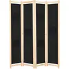 Image de Cloison De Séparation 4 Panneaux Noir 160x170x4 Cm Tissu Vidaxl
