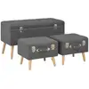 Image de Tabourets De Rangement Lot De 3 Gris Foncé Tissu Vidaxl