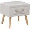 Image de Table de chevet - VIDAXL - Blanc - 40x35x40 cm - Similicuir - 1 tiroir