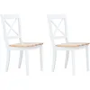 Image de Chaises À Manger Lot De 2 Blanc Et Bois Clair Bois Hévéa Massif Vidaxl