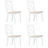 Image de Chaises À Manger Lot De 4 Blanc Et Bois Clair Bois Hévéa Massif Vidaxl