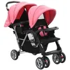 Image de vidaXL Poussette Tandem Bébé Enfant Voyage Landau Poussette Siège Poussette contre UV de 6 à 36 Mois Maximal de 15 kg Chacun 10157