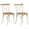 Image de Chaises À Dossier Croisé Lot De 2 Blanc Bois De Manguier Solide Vidaxl