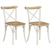 Image de vidaXL 2x Bois Manguier Solide Chaise à Dossier Croisé Blanc Chaise de Cuisine 247315