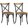 Image de Chaises À Dossier Croisé Lot De 2 Noir Bois De Manguier Solide Vidaxl