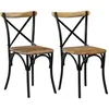 Image de vidaXL Chaises à dossier croisé 2 pcs Noir Bois de manguier solide