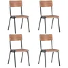 Image de Chaises À Manger Lot De 4 Marron Contreplaqué Solide Et Acier Vidaxl