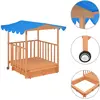 Image de Maison De Jeu D'enfants Et Bac À Sable Bois De Sapin Bleu Uv50 Vidaxl