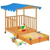Image de Maison de jeu denfants et bac à sable en bois de sapin bleu avec toit de protection UV50 - VidaXL