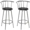 Image de Tabourets De Bar Lot De 2 Noir Similicuir Vidaxl