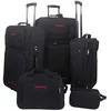 Image de vidaXL Lot de 5 Bagages Rigides en Tissu enduit PVC Noir   Inclut Valises à roulettes S/M/L Sac de déplacement et Trousse 90154