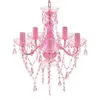 Image de Lustre en cristal rose classique plafonnier 5 feux lampe luminaire 240310