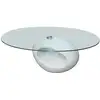 Image de Table Basse Avec Dessus De Table En Verre Ovale Blanc Brillant Vidaxl