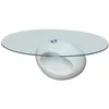 Image de vidaXL Table basse avec dessus de table en verre ovale Blanc brillant 240318