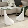 Image de vidaXL Table basse et dessus de table Verre rond Blanc brillant 2 pcs 240322