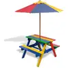 Image de Table Et Bancs De Pique-nique Avec Parasol Pour Enfants Bois Vidaxl
