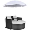 Image de Lit De Jardin Avec Parasol Noir Résine Tressée Vidaxl