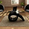 Image de Table Basse Avec Dessus De Table En Verre Ovale Noir Brillant Vidaxl
