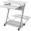 Image de Bureau D'ordinateur Compact Avec Plateau À Clavier Blanc Vidaxl