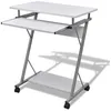 Image de vidaXL Bureau dordinateur compact avec plateau à clavier Blanc 20053