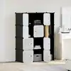 Image de Armoire Modulaire 9 Compartiments Noir Et Blanc 109x36,5x143 Cm Vidaxl