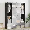Image de Armoire Modulaire 18 Compartiments Noir Et Blanc 37x146x180,5cm Vidaxl