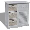 Image de Armoire En Bois 3 Paniers Gauches En Tissage Blanc Vidaxl