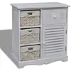 Image de vidaXL Armoire en bois 3 paniers gauches en tissage Blanc