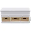 Image de Banc D'entrée Et De Rangement Avec Coussin 2 Tiroirs Blanc Vidaxl