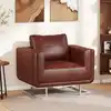 Image de Fauteuil Cube Avec Pieds Chromés Marron Similicuir Vidaxl