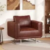 Image de vidaXL Fauteuil cube avec pieds chromés Marron Similicuir 240896
