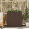 Image de vidaXL Lit surélevé de jardin avec 4 pots Résine tressée Marron