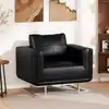 Image de Fauteuil Cube Avec Pieds Chromés Noir Similicuir Vidaxl