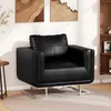 Image de vidaXL Fauteuil cube avec pieds chromés Noir Similicuir 241004
