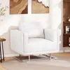 Image de vidaXL Fauteuil cube avec pieds chromés Blanc Similicuir