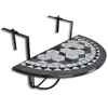 Image de Vidaxl table suspendue de balcon noir et blanc mosaïque