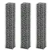 Image de Jeu De Panier De Gabion 3 Pcs Fil Galvanisé 25x25x150 Cm Vidaxl