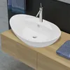 Image de vidaXL Lavabo Ovale Céramique Trou de Robinet Salle de Bains Lave-mains Vasque 140678