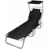 Image de vidaXL Chaise Longue Pliable avec Auvent Acier et Tissu Transat Meuble Jardin 41197