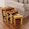 Image de Table Gigogne 3 Pcs Vintage Bois De Récupération Vidaxl
