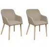 Image de Chaises À Manger Lot De 2 Beige Tissu Et Chêne Massif Vidaxl