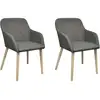 Image de Chaises À Manger Lot De 2 Gris Clair Tissu Et Chêne Massif Vidaxl