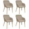 Image de Chaises À Manger Lot De 4 Beige Tissu Et Chêne Massif Vidaxl