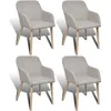 Image de vidaXL 4 pcs Chaises de salle à manger Beige Tissu et chêne massif