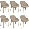Image de Chaises À Manger Lot De 6 Beige Tissu Et Chêne Massif Vidaxl