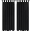 Image de 2 Pcs Rideau À Passant Micro Satin Noir 140 X 175 Cm Vidaxl