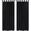 Image de 2 Pcs Rideau À Passant Micro Satin Noir 140 X 245 Cm Vidaxl