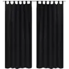 Image de 2 pcs Rideau à Passant Micro Satin Noir 140 x 245 cm